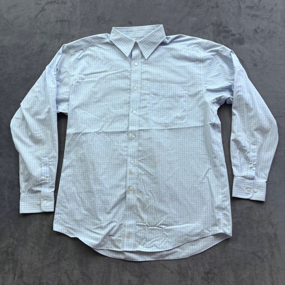 Ariat Mens Wrinkle Free Blue Plaid Long Sleeve Button Down Shirt Size Large